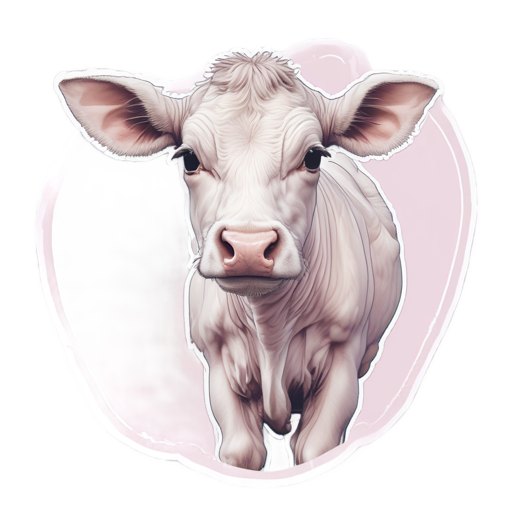 Bashful Calf with Heart — farm nursery stickers