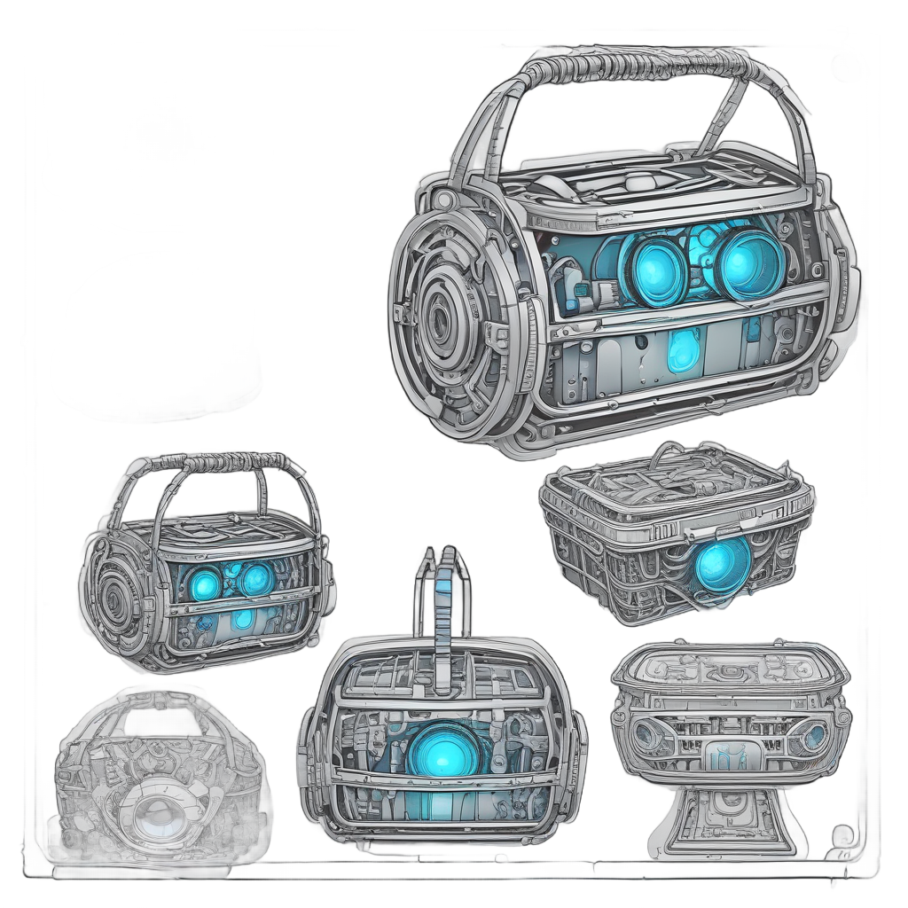 Basket as Robot with Gear — cottage scenes stickers