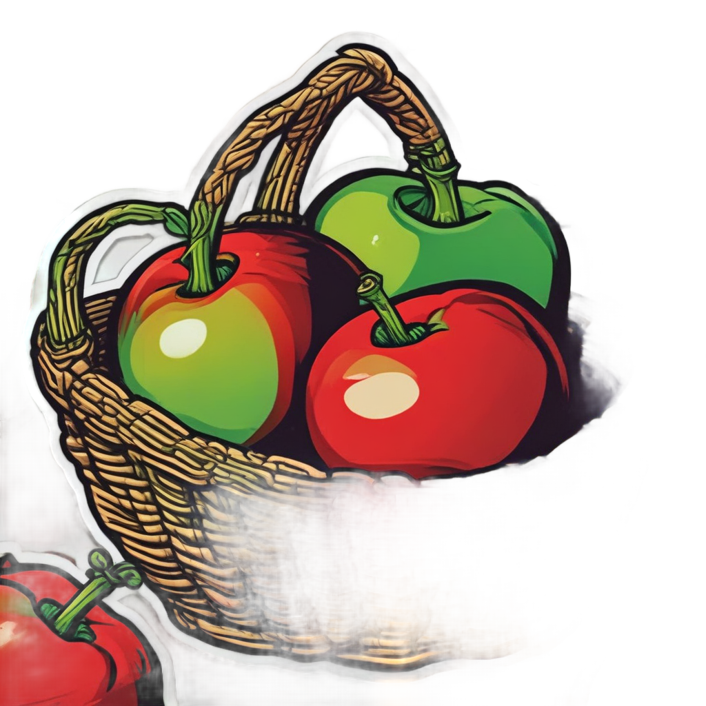 Basket with Neon Apples — forest floor stickers