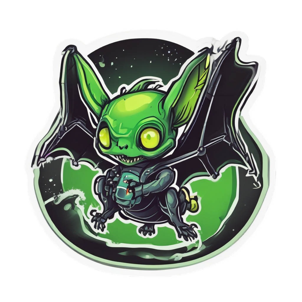 Bat Alien UFO — creepy-cute stickers