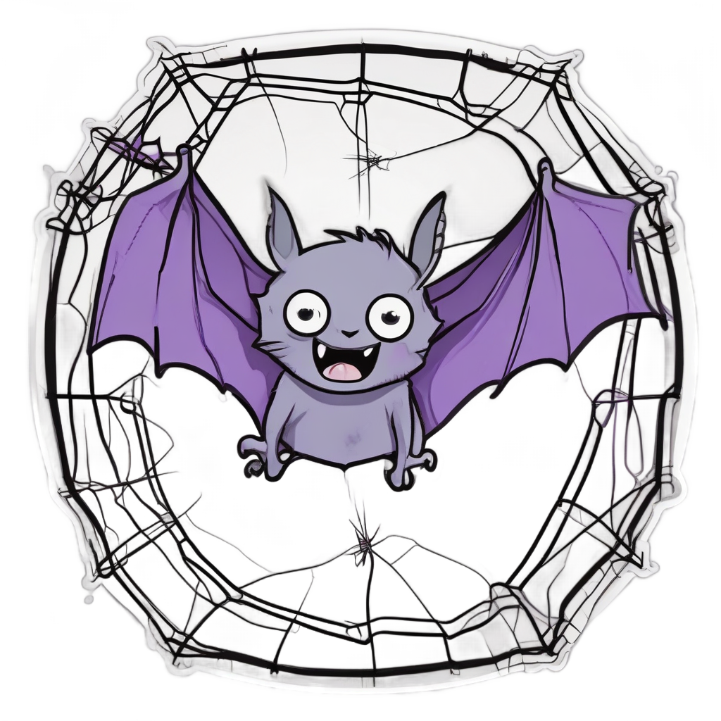 Bat and Spider Web — creepy-cute stickers