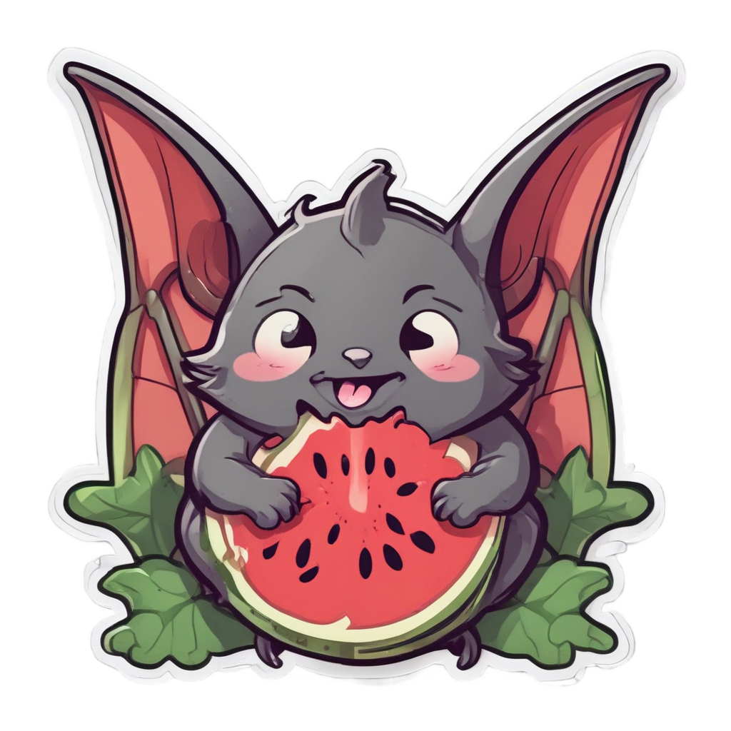 Bat Eating Watermelon — creepy-cute stickers