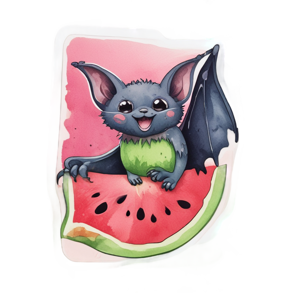Bat Eating Watermelon — creepy-cute stickers