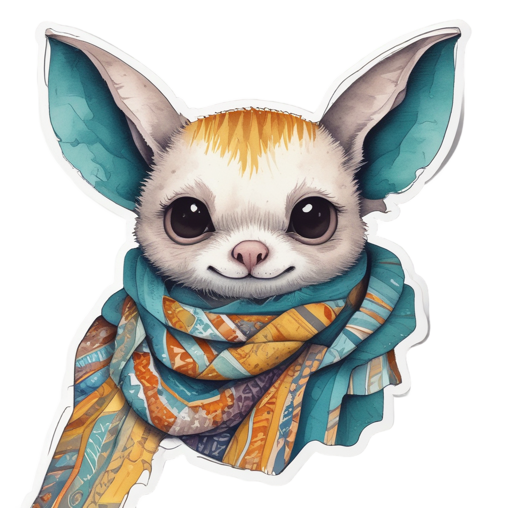 Bat in Knitted Scarf — creepy-cute stickers