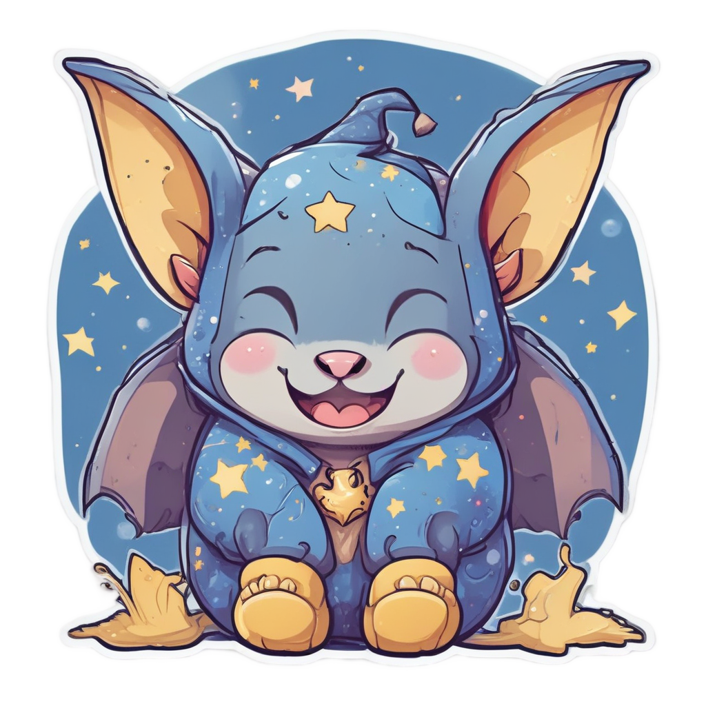 Bat in Pajamas Yawning — creepy-cute stickers