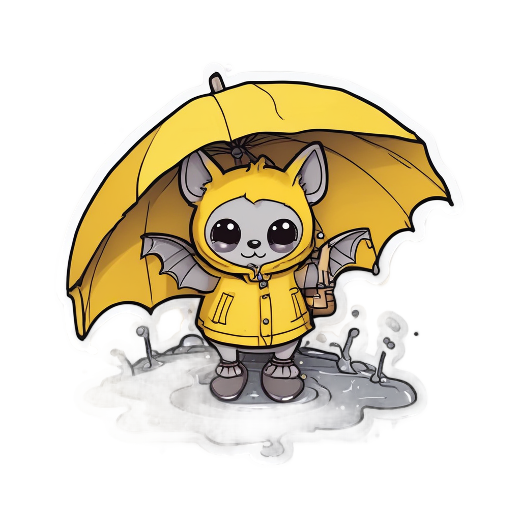 Bat in Raincoat — creepy-cute stickers