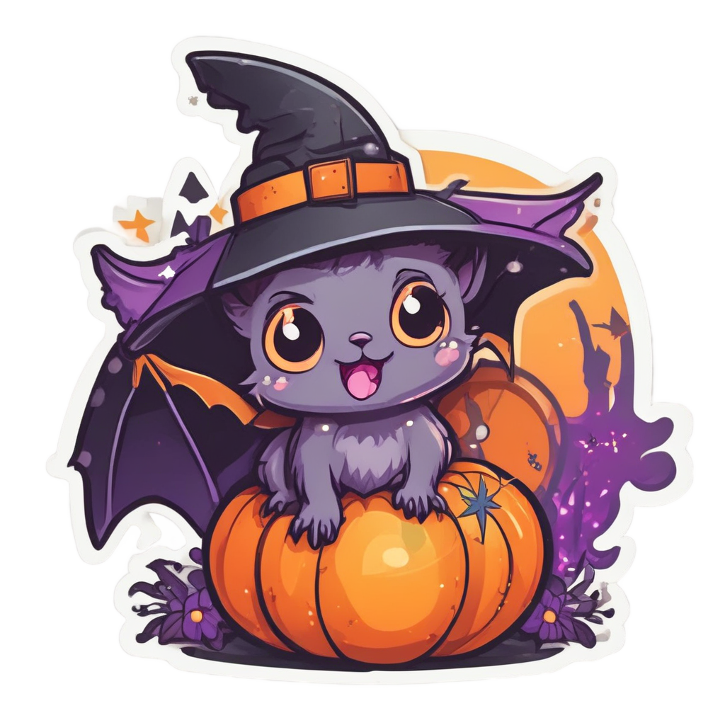 Bat in Witch Hat — creepy-cute stickers