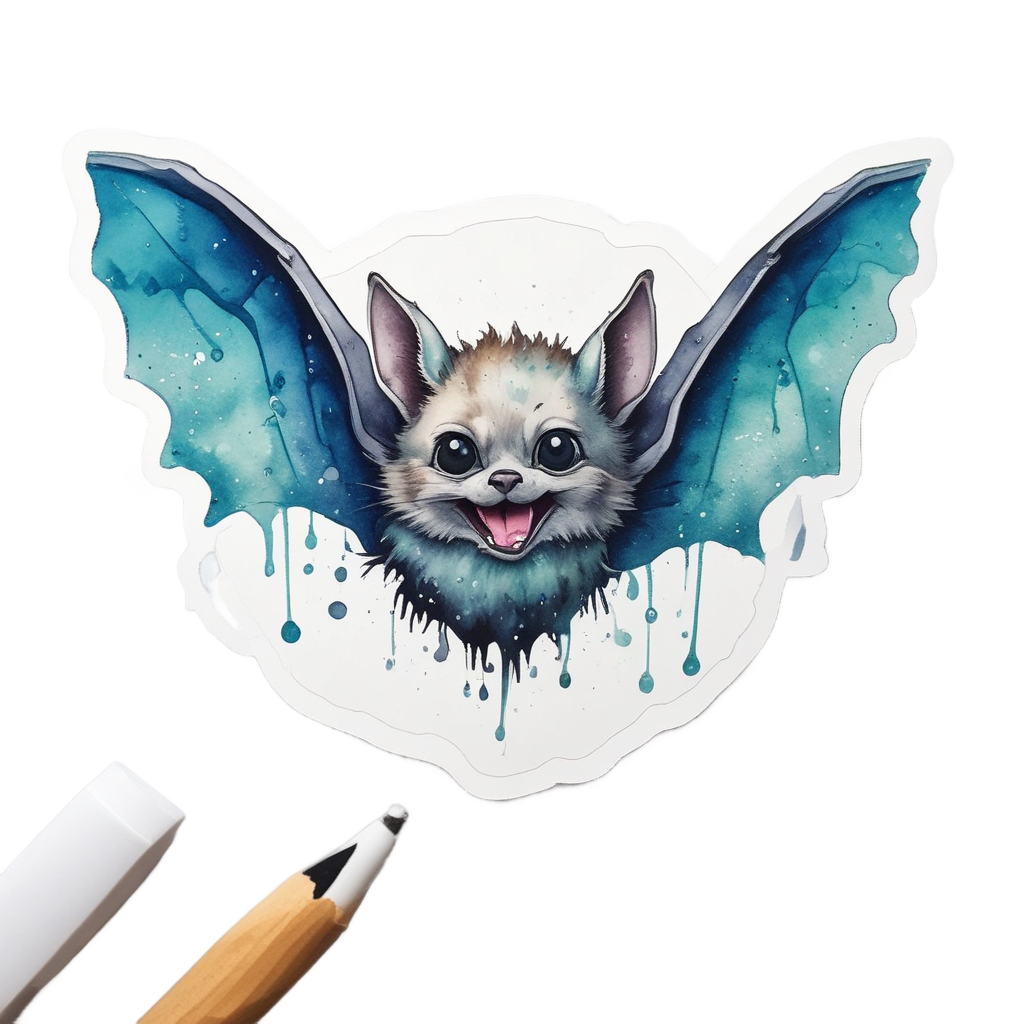 Bat Making a Splash — creepy-cute stickers