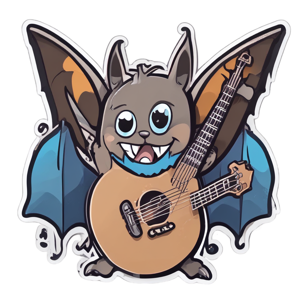 Bat Playing Guitar — creepy-cute stickers
