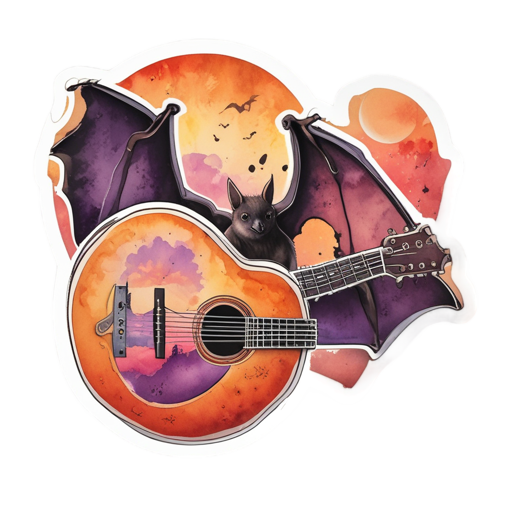 Bat Playing Tiny Guitar — creepy-cute stickers