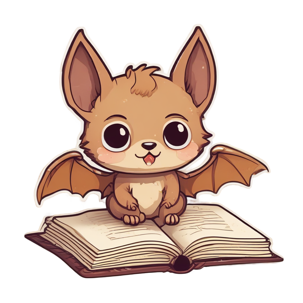 Bat Reading a Book — creepy-cute stickers