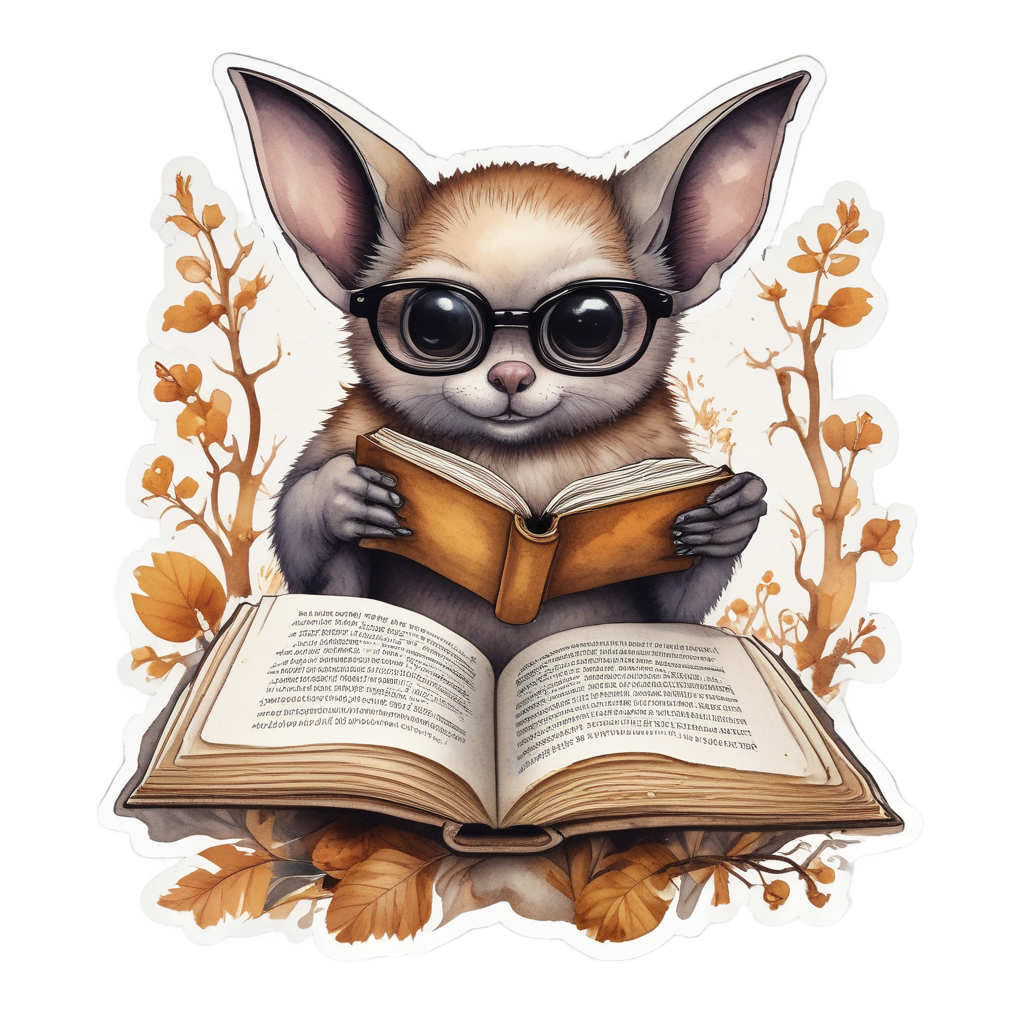 Bat Reading a Book — creepy-cute stickers