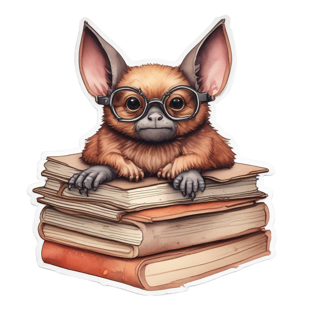 Bat Reading Tiny Book — creepy-cute stickers
