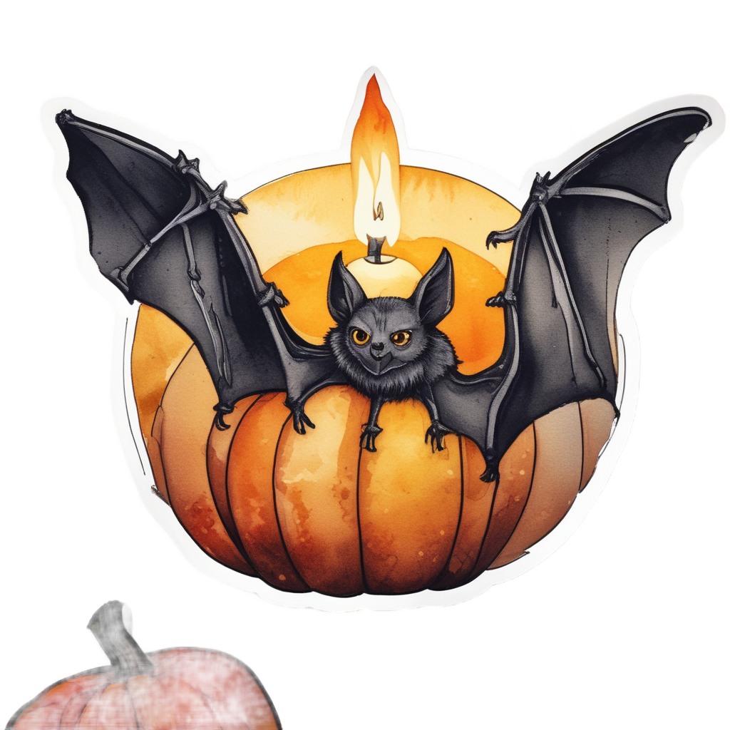 Bat with a Single Candle — creepy-cute stickers