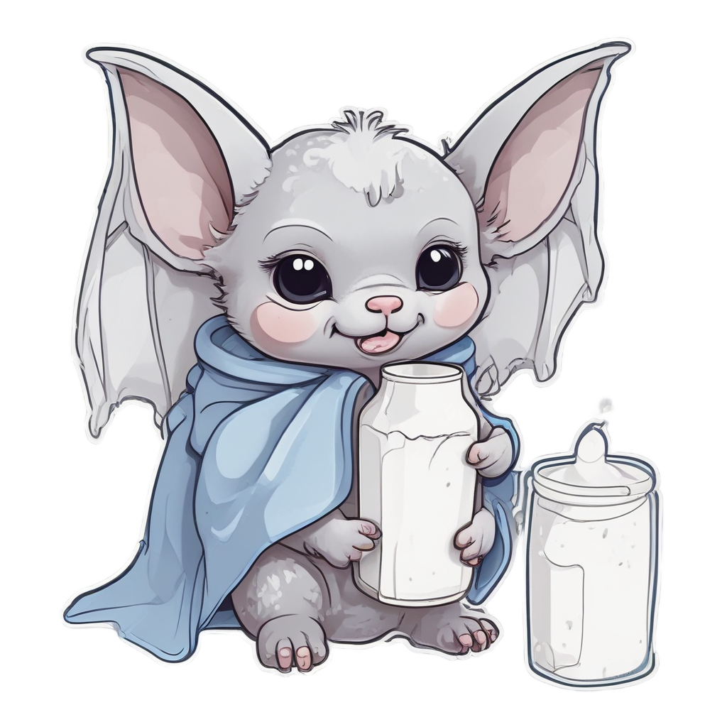 Bat with Baby Bottle — creepy-cute stickers