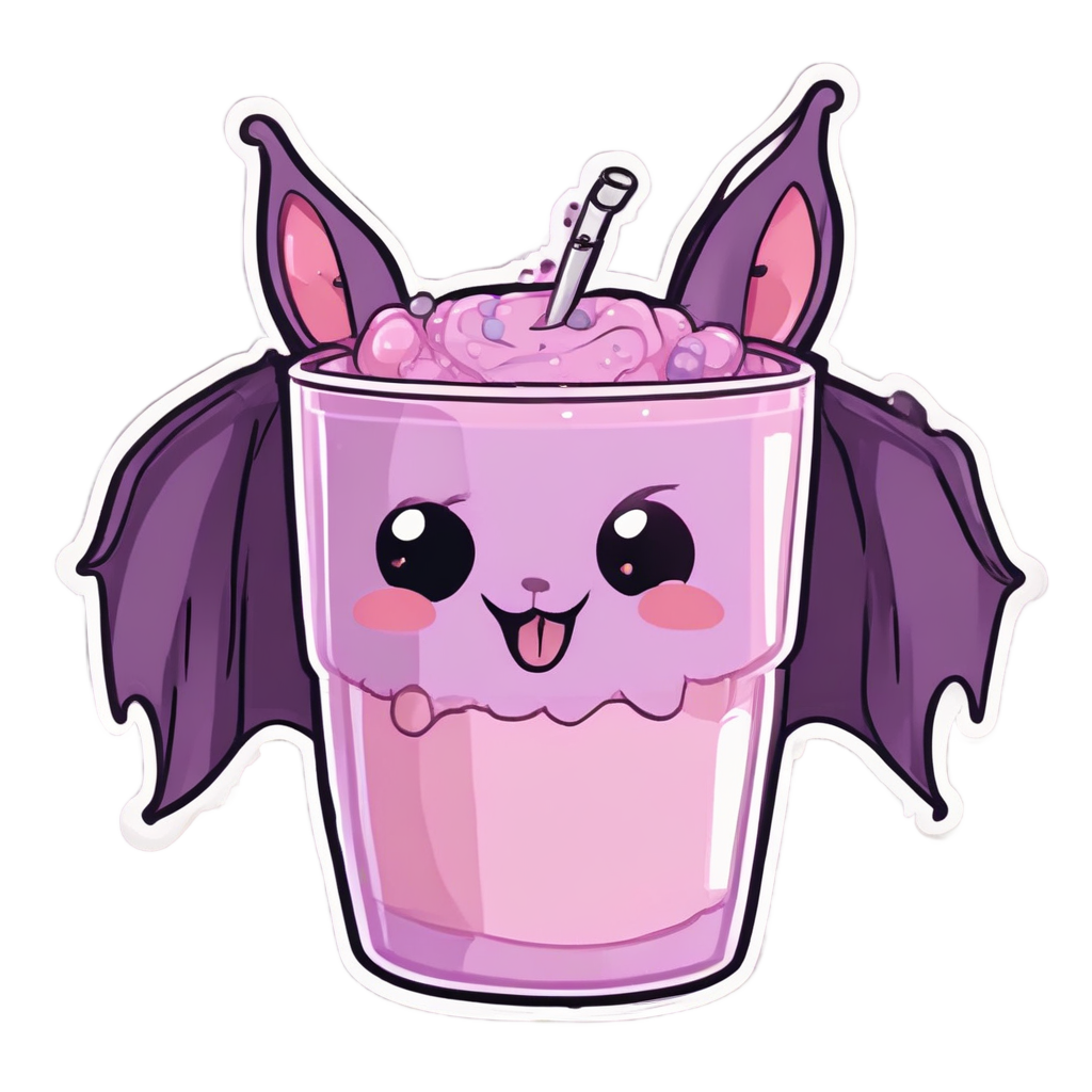 Bat with Bubble Tea — creepy-cute stickers