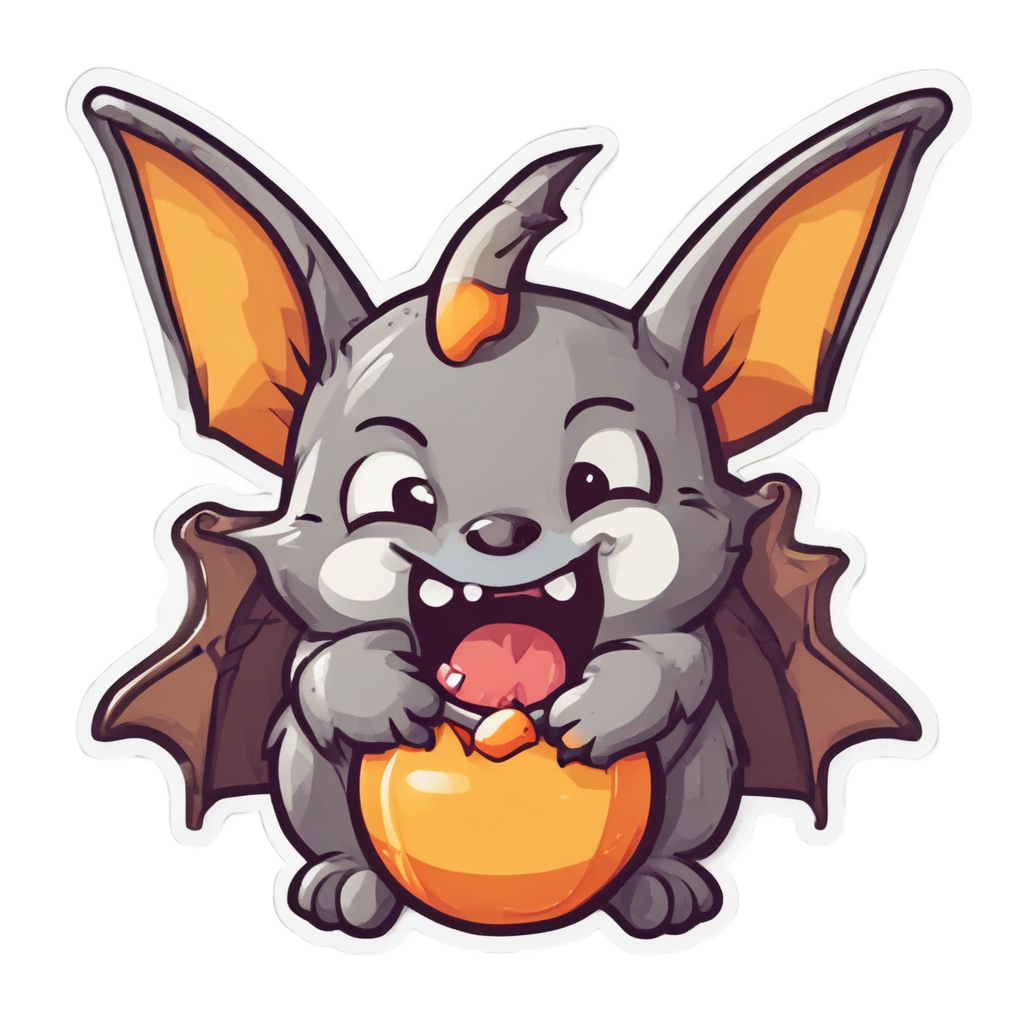 Bat with Candy Corn — creepy-cute stickers