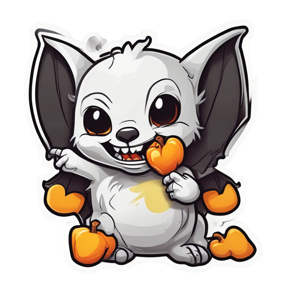 Bat with Candy Corn — creepy-cute stickers