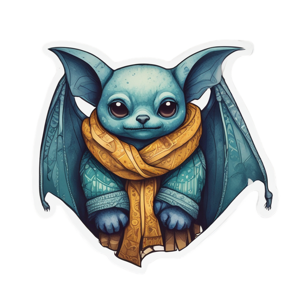 Bat with Cozy Scarf — creepy-cute stickers