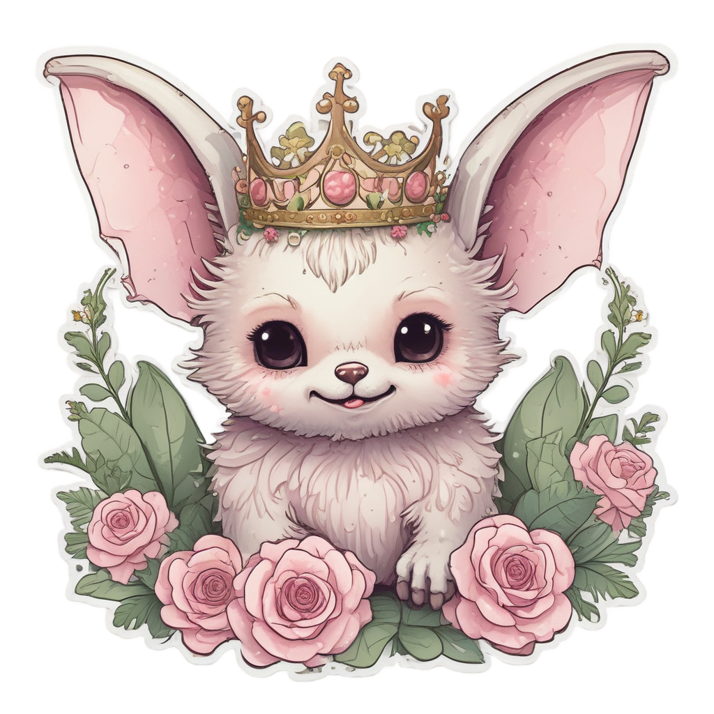 Bat with Flower Crown — creepy-cute stickers