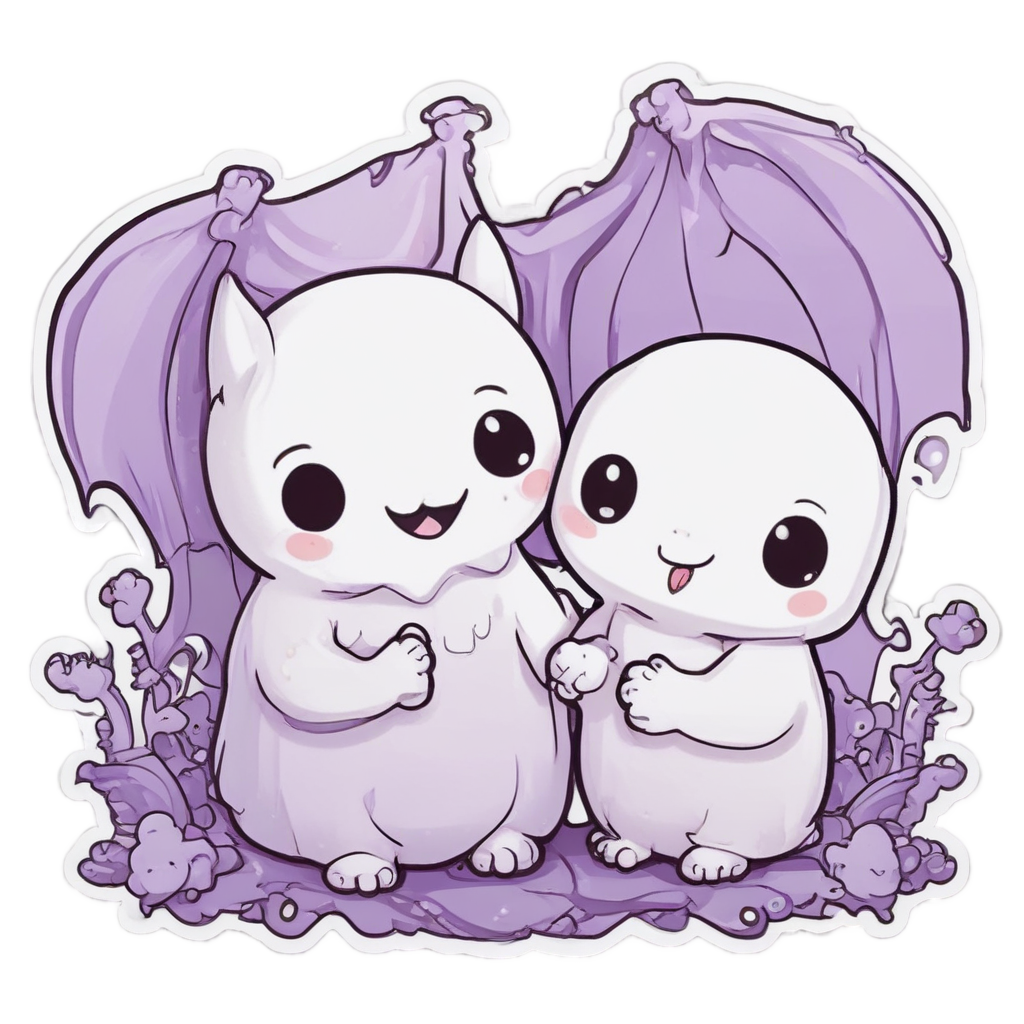 Bat with Ghost Friend — creepy-cute stickers