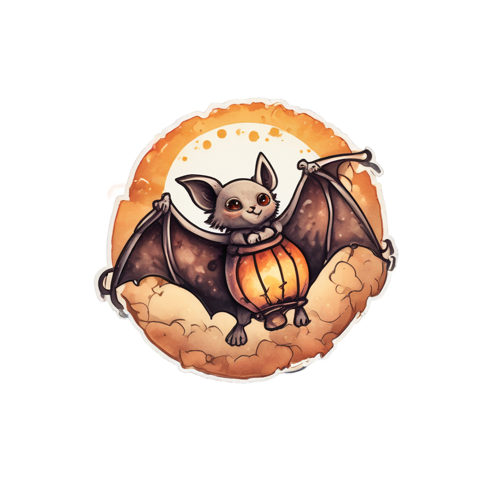 Bat with Lantern — creepy-cute stickers