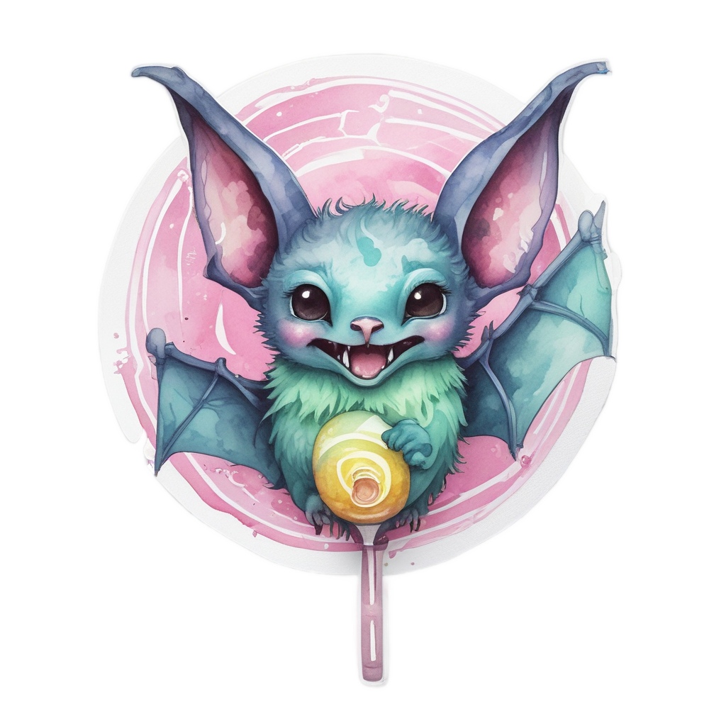 Bat with Lollipop — creepy-cute stickers