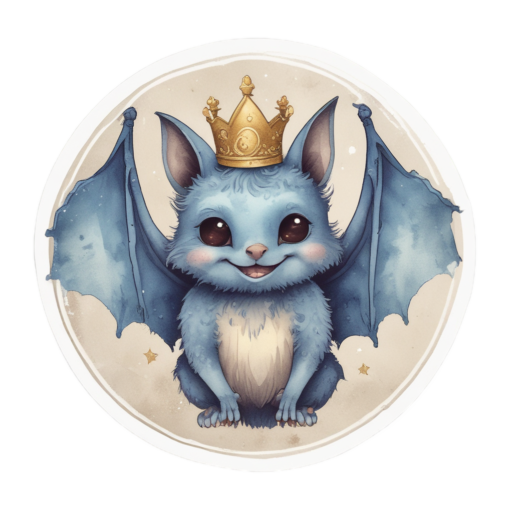 Bat with Moon Crown — creepy-cute stickers