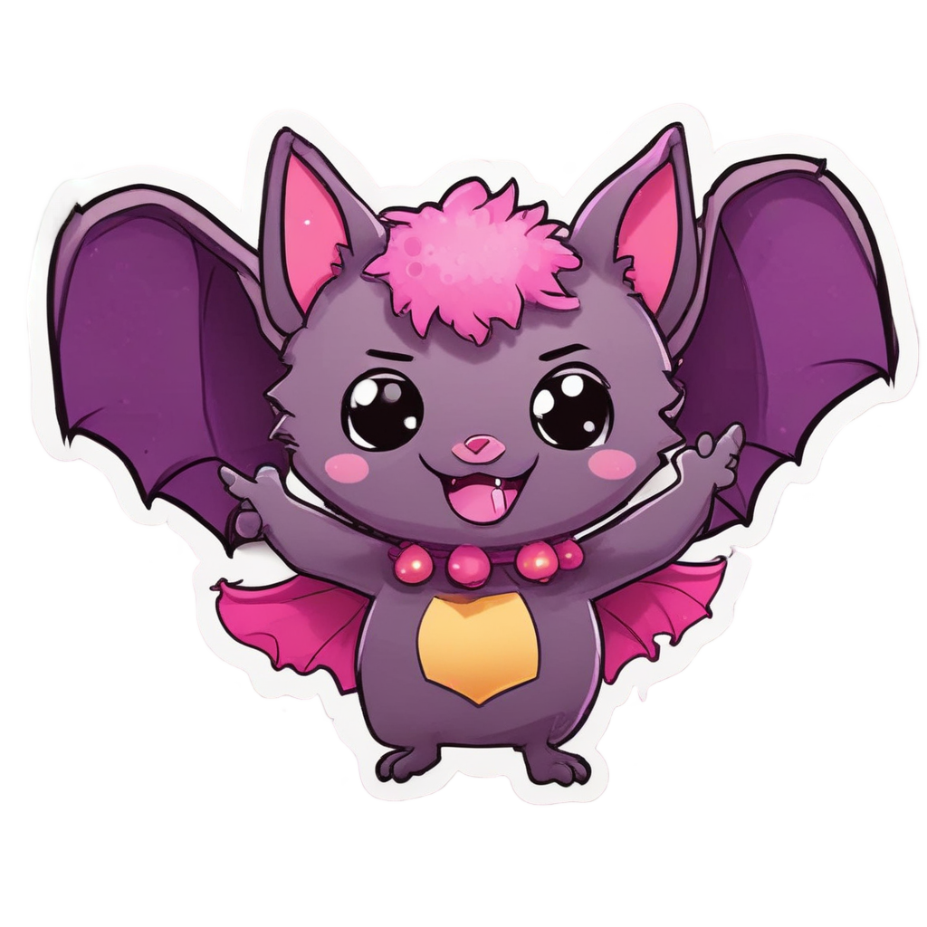 Bat with Pom-Pom — creepy-cute stickers