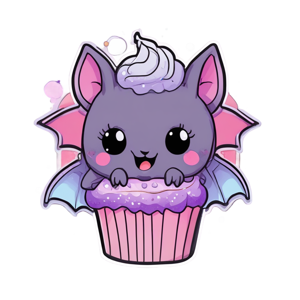Bat with Spooky Cupcake — creepy-cute stickers