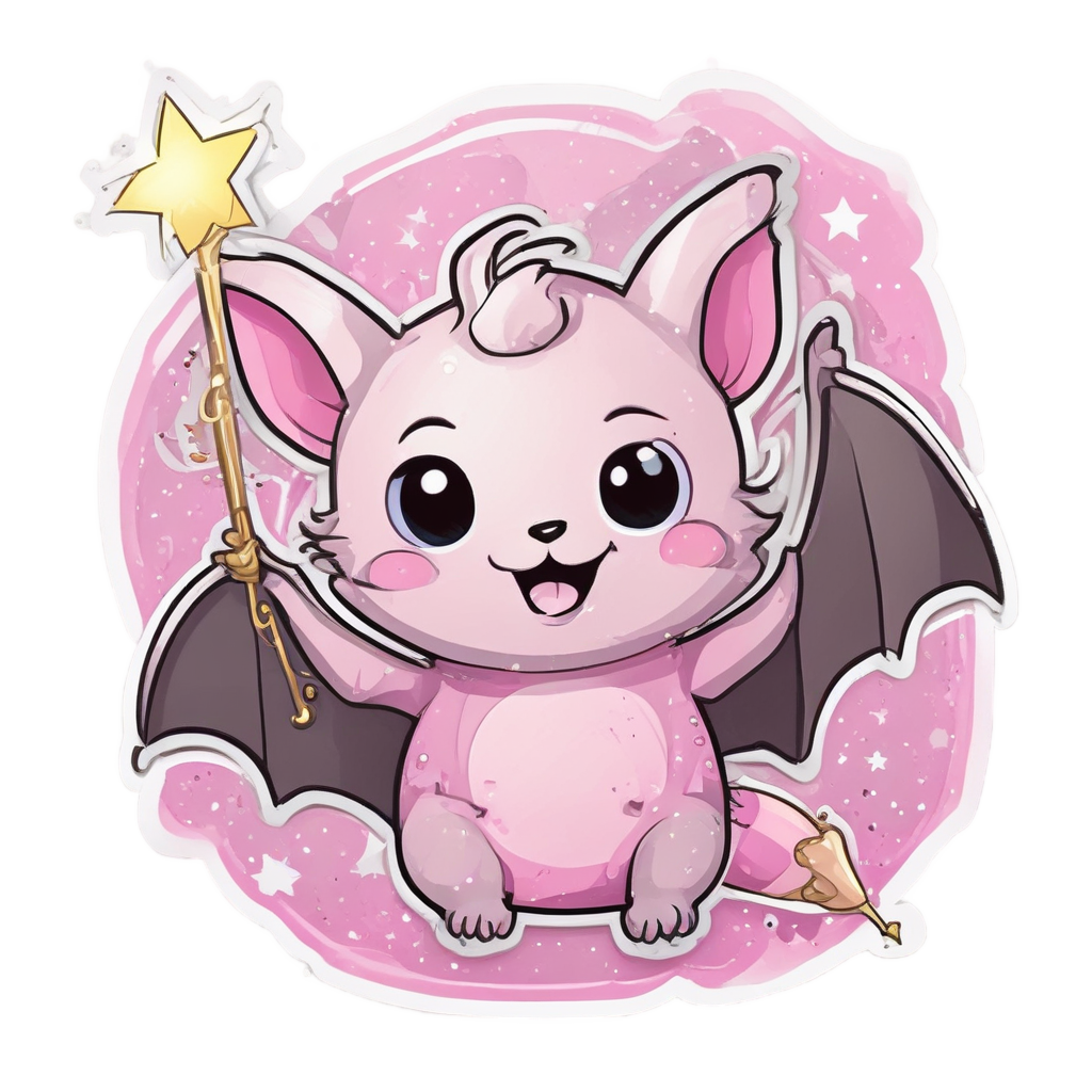 Bat with Star Wand — creepy-cute stickers