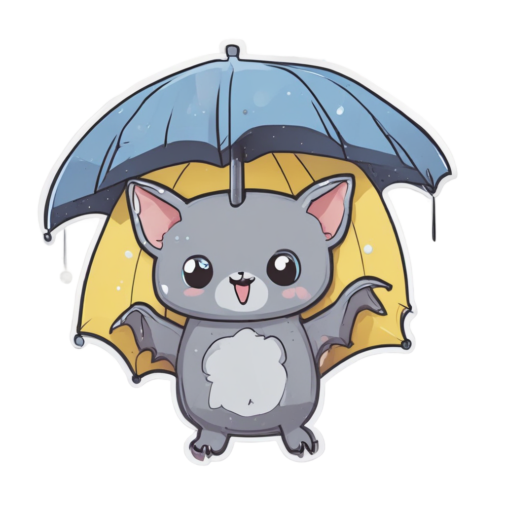 Bat with Umbrella — creepy-cute stickers