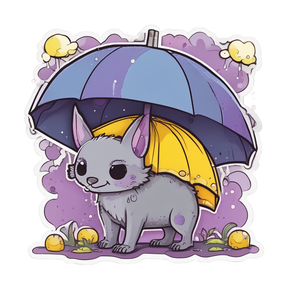 Bat with Umbrella Rain — creepy-cute stickers