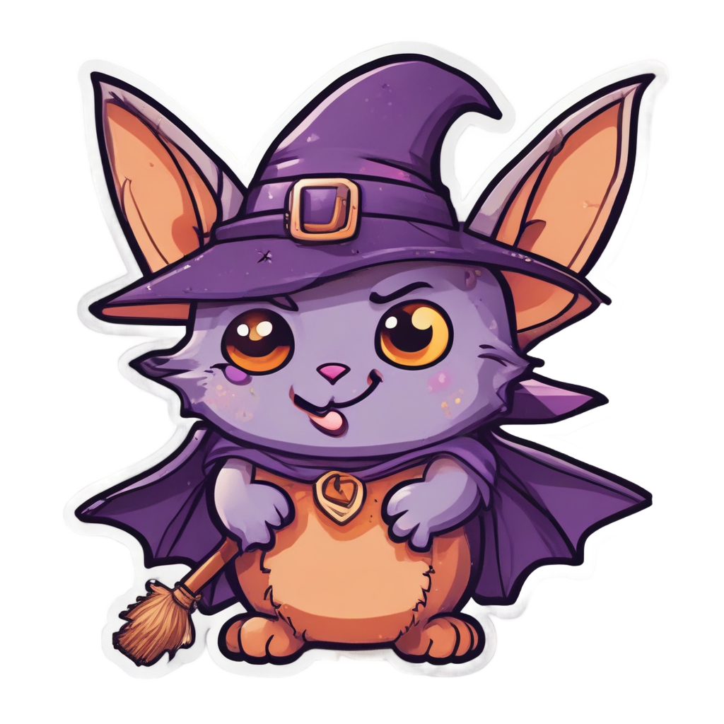 Bat with Witch Hat — creepy-cute stickers