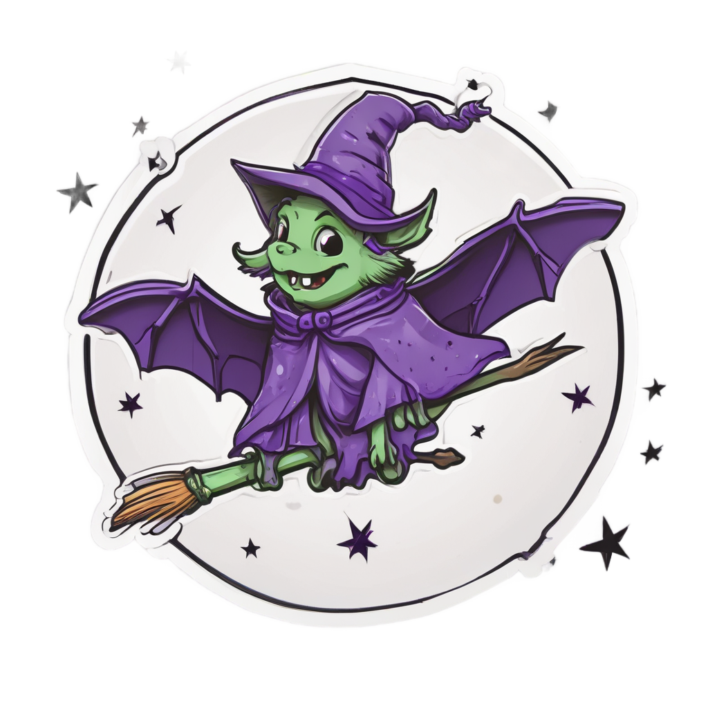 Bat with Witch Hat — creepy-cute stickers