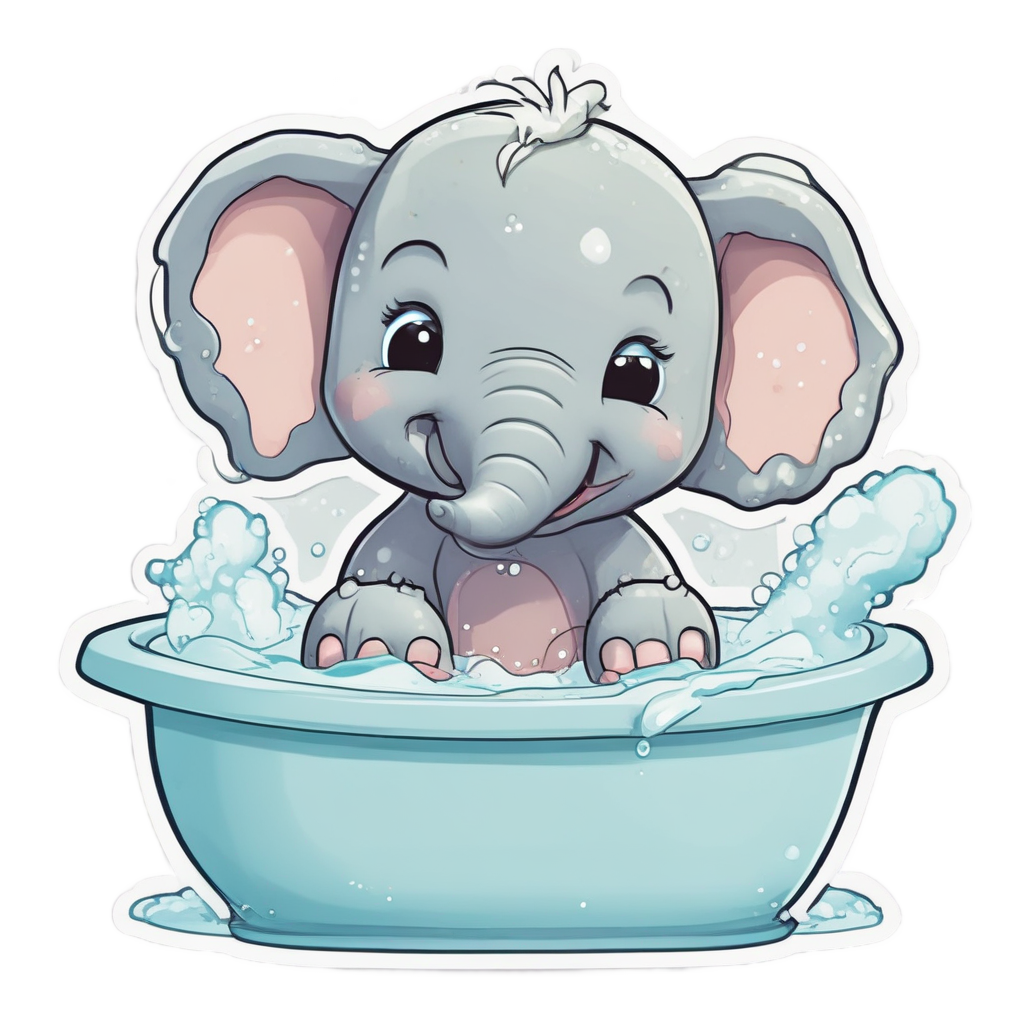 Bath Time Elephant Splash — safari nursery stickers