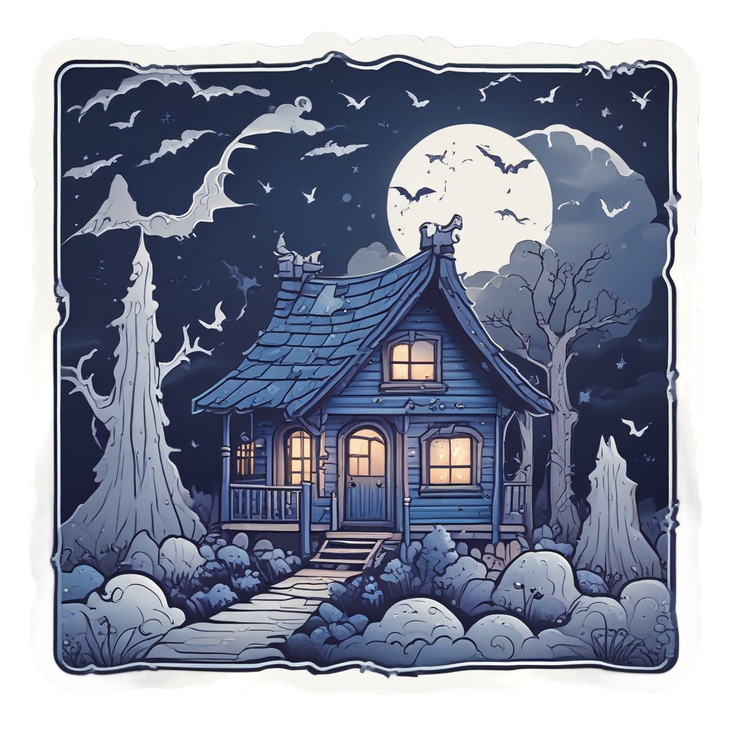 Batty Cabin Night — slasher vibe stickers