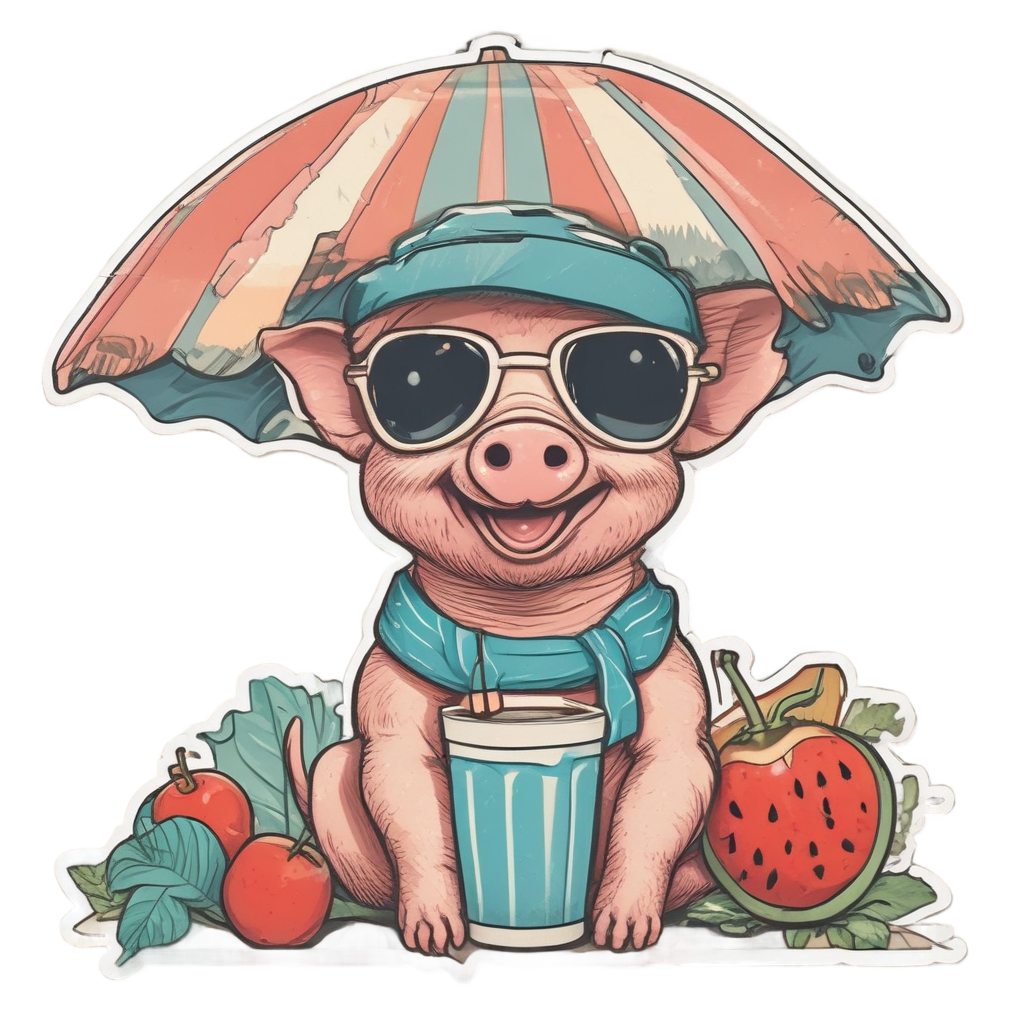 Beach Day Piglet — farm nursery stickers