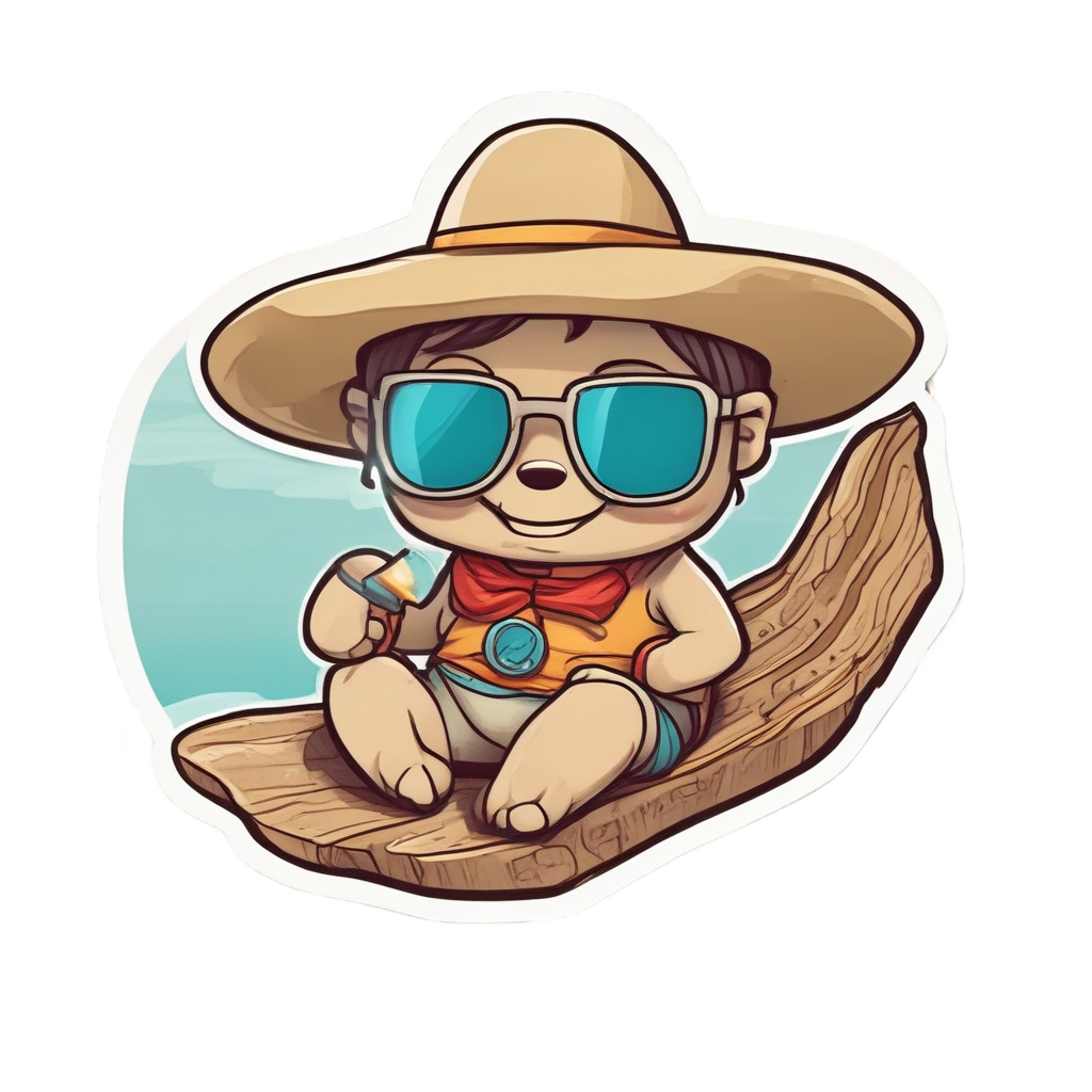 Beach Hatchet with Log Surfer — outdoorsman stickers