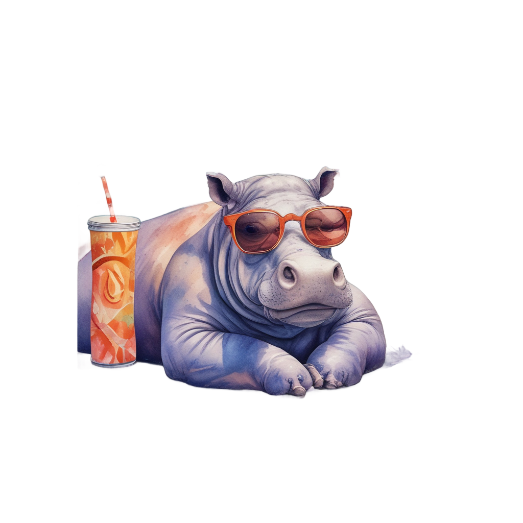 Beach Hippo — safari nursery stickers