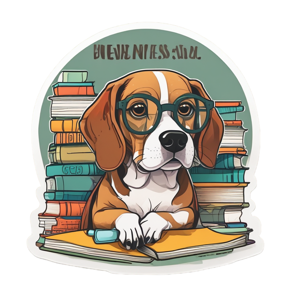 Beagle Bookworm Study — animals & pets stickers