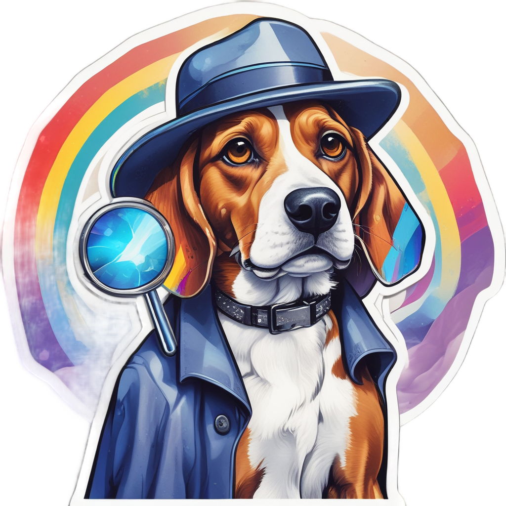 Beagle Detective with Magnifying Glass — animals & pets stickers