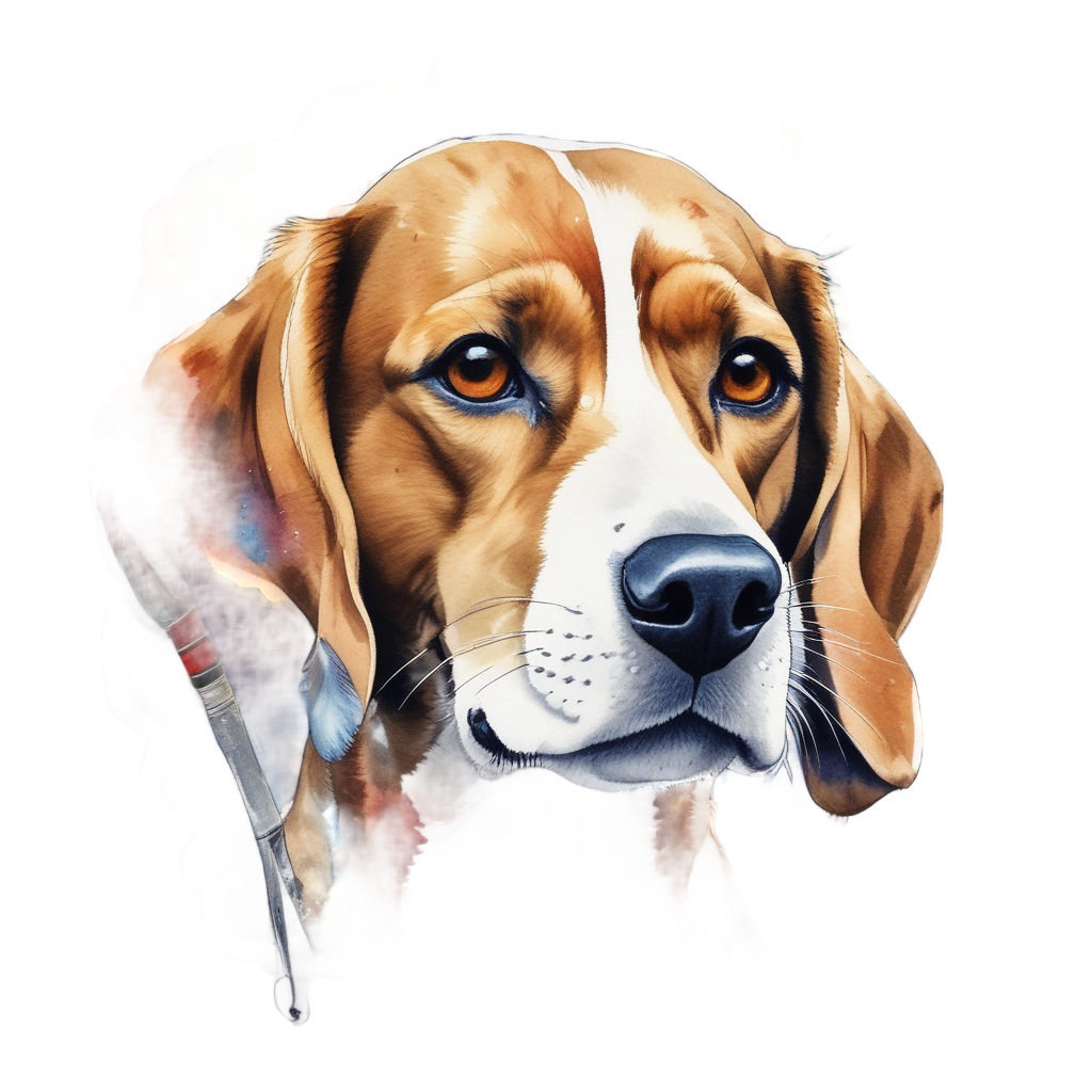 Beagle Holding Paintbrush — animals & pets stickers