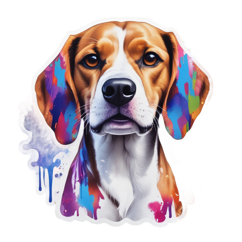 Beagle Painter with Brush — animals & pets stickers
