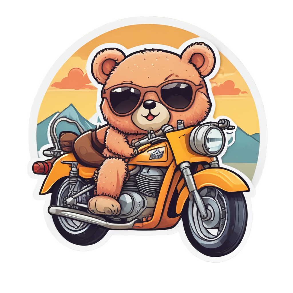 Bear Biker Chill — motorcycles stickers
