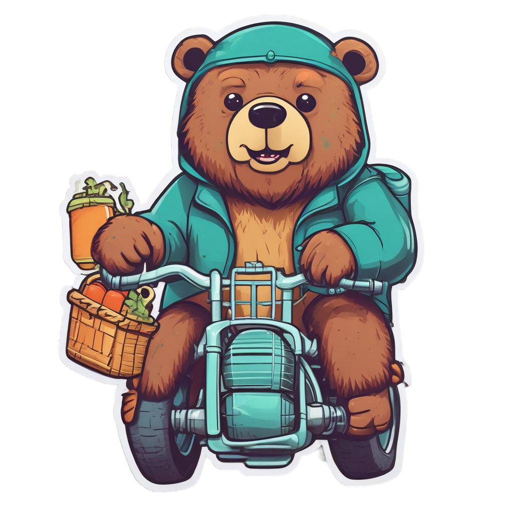 Bear Cafe Racer Picnic — motorcycles stickers