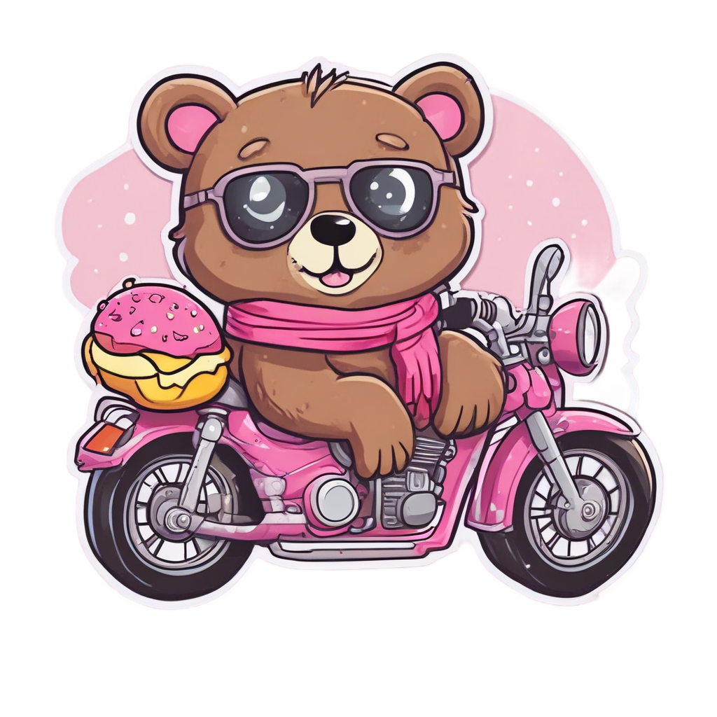 Bear Cruising on Donut — motorcycles stickers