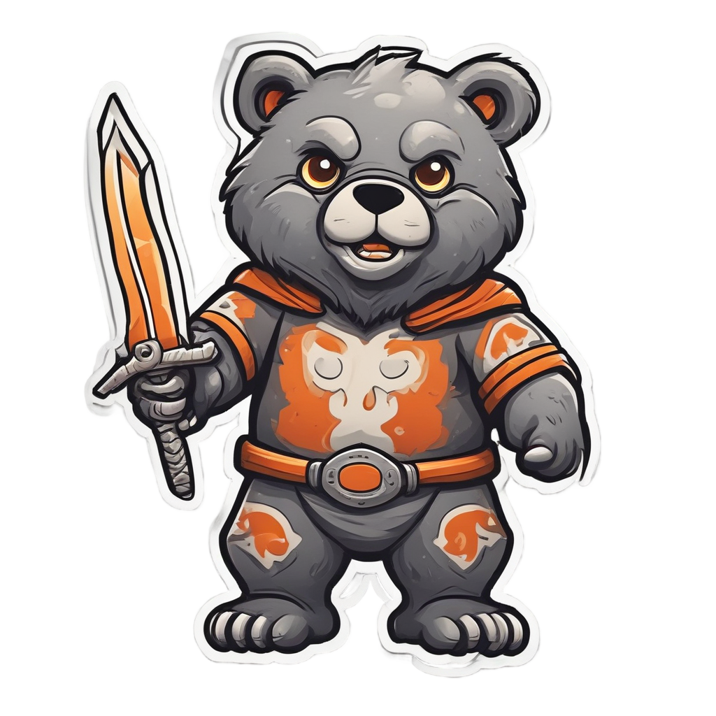 Bear Cub with Sword — woodland nursery stickers