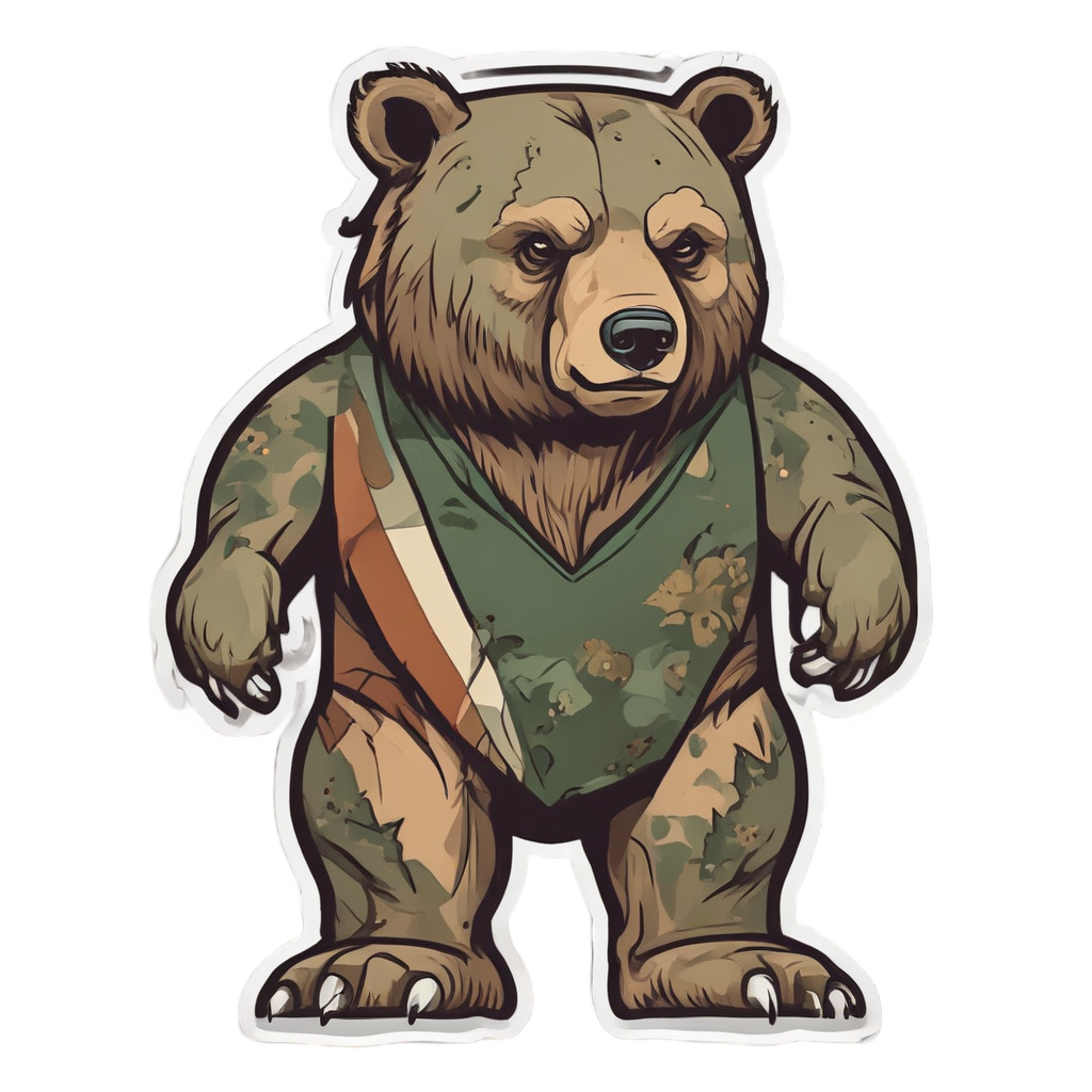 Bear Guarding Banner — camo stickers