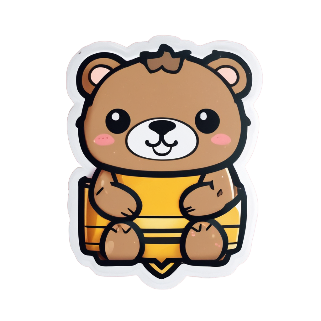 Bear Hugging Striped Shield — warning signage stickers